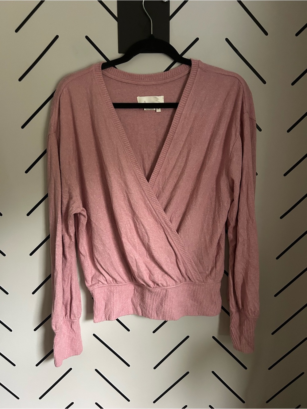 Anthropologie pink wrap sweater long sleeve soft